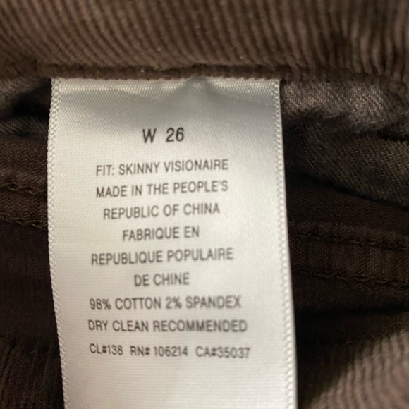 Joes skinny Visionaire corduroy jeans chocolate color size 26 - Picture 4 of 6